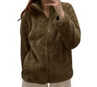 Manteau Femme Thermique Cintrée sans Capuche Café Blouson Polaire Zippée Lestée Chic Blousons Laine Veste Polaire Grande Taille Personnalisable Polaires Manteau Long Femme Café XL