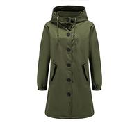 Manteau Femme,Vestes Imperméables Légères et Longues pour Femmes Coupe-Vent À Capuche Parka Softshell Respirante Manteaux D'Extérieur Actifs pour La Marche Vert Armée Taille M