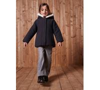 Manteau fille à capuche drap de laine anthracite 4A