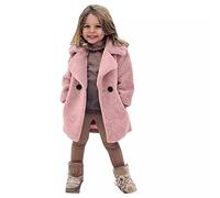 Manteau Fille Manches Longues Fausse Fourrure Peluche en Couleur Unie Mode Hiver Blousons Bébé Fille Vêtements Chauds d'extérieur Veste d'hiver Chaude