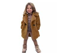 Manteau Fille Manches Longues Fausse Fourrure Peluche en Couleur Unie Mode Hiver Blousons Bébé Fille Vêtements Chauds d'extérieur Veste d'hiver Chaude