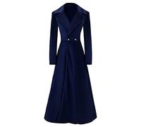 Manteau gothique en velours à manches longues pour femme - Style vintage - Cardigan long - Steampunk - Automne et hiver, bleu, S
