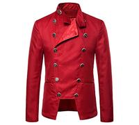 Manteau Gothique Homme à Col Montant Veste Medievale Vintage Blouson Steampunk Long-Sleeve Casual Base Tendance Bouton Uniforme Party Mariage Outwear Outdoor Costume Halloween