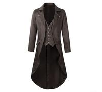 Manteau gothique pour homme avec queue d'hirondelle, style victorien, steampunk et queue d'hirondelle, vêtement de reconstitution historique avec col et manches longues, pour l'automne (M, marron)