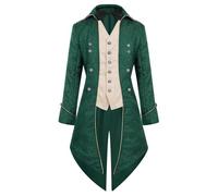 Manteau gothique pour homme, veste steampunk pour homme, rouge, cour victorienne, Tuxedo, jacquard, vintage, Renaissance, veste de smoking, classique, costume de pirate pour Halloween, costume de