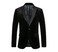 Manteau habillé pour homme en velours doré avec revers à un seul bouton, manches longues, couleur patchwork, Noir , 3XL