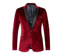 Manteau habillé pour homme en velours doré avec revers à un seul bouton, manches longues, couleur patchwork, rouge vin, XL