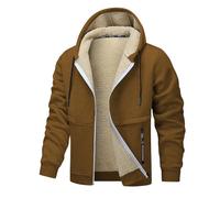 Manteau Hiver Homme Parka Veste Doublée Polaire Grande Taille À Capuche en Cuir Blousons Chauffant Chaude pour Chasse Blouson Chaud Hommes Amovible