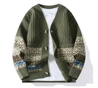 Manteau Homme En Tricot, Blouson Chauffant Homme Manches Longues Veste Col V Doudoune Chaud Gilet Avec Boutons Manteau Décontracté Haut Outdoor Epais Poches Thermique
