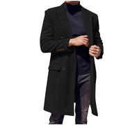 Manteau Homme Hiver Chaud Long Veste en Laine Epais Parka Trench Coat Classique Parka Pardessus Veste en Laine Grande Taille Caban Slim Fit Business Élégant Coup-Vent Revers Overcoat Pas Cher