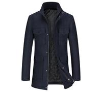 Manteau Homme Hiver Gabardine Veste Longue Winter Coat Men Parka Chaude Caban Redingote Pour Duffle Classe Noir Grand Froid Laine Blazer Chic Et Elegant Très Long Blouson Mi En Chaud 3/4 Cuir Court