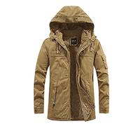Manteau Homme Hiver Mi Longue Chaud à Cordon Respirant Pulls, Gilets et Sweats Imperméable Marque Veste Casuals Pas Cher Sport Hauts Homme Halloween Automne Hiver Kaki XL