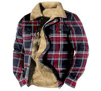 Manteau Homme Hiver Polaire Chaud Veste à Carreaux Black Friday 2023 Vestes Mi Saison Marque Pas Cher Blousons de Travail Chasse Vintage Jacket Automne Matelassée pour Homme Bleu foncé L