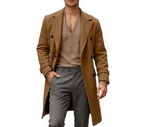 Manteau Homme Hiver Veste Trois Quart 3/4 Laine Mi Long Duffle Coat Blazer Chic Et Elegant Parka Chaude Trench Cachemire Longue Grande Taille Monteau Winter Men Noir Fourrure Vestes en Bouillie Chaud