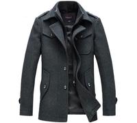Manteau Homme Laine Coat Col Rabattu Pardessus Hiver Automne - Gris - Hugo L