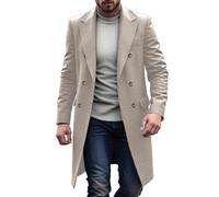 Manteau Homme Mi-Long en Laine Chaud Veste Trench Coat Classique Parka Pardessus Caban Couleur Unie Slim Fit Business Duffle-Coats Hommes Coup-Vent Overcoat Manteaux et Blousons Habillé Vêtements