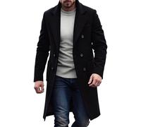 Manteau Homme Mi-Long en Laine Chaud Veste Trench Coat Classique Parka Pardessus Caban Couleur Unie Slim Fit Business Duffle-Coats Hommes Coup-Vent Overcoat Manteaux et Blousons Habillé Vêtements