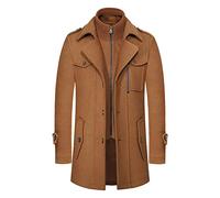 Manteau Homme Mi-Long en Laine Hiver Chaud Trench-Coat Classique épais Pardessus Parka Mode Double col Veste Slim Fit Manteaux Habillé Nouveaux Styles d'automne et d'hiver
