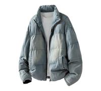 Manteau Homme Veste d' rétro Ouverte sur Le Devant Chaud d'extérieur Coupe-Vent pour Temps Froid isolé rembourré vêtements d'extérieur décontractés (Blue XL)