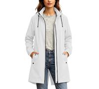 Manteau Imperméable Femme Capuche Veste de Pluie Longue Coupe-Vent Zippée | Ample Casual Basique Blouson Manches Longues Poches Automne Tendance Pour Extérieur Quotidien
