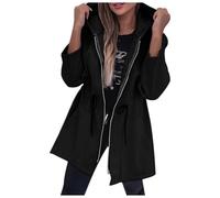 Manteau Imperméable Femme Longue Manteau De Pluie À Capuche Doublure Coupe-Vent Mode Hoodie Classique Blouson Pour Camping Extérieur