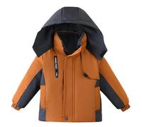 Manteau Imperméable Fille Veste de Pluie pour Enfant Garcon éPaissir Parka Polaire Chaude en Peluche Manteaux Imperméables à Capuche Fermeture éclair Coupe Vent d'hiver Vêtement de plein air 3-8 Ans