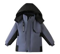 Manteau Imperméable Fille Veste de Pluie pour Enfant Garcon éPaissir Parka Polaire Chaude en Peluche Manteaux Imperméables à Capuche Fermeture éclair Coupe Vent d'hiver Vêtement de plein air 3-8 Ans
