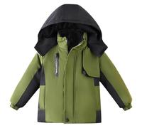 Manteau Imperméable Fille Veste de Pluie pour Enfant Garcon éPaissir Parka Polaire Chaude en Peluche Manteaux Imperméables à Capuche Fermeture éclair Coupe Vent d'hiver Vêtement de plein air 3-8 Ans
