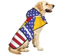 Manteau imperméable pour chien avec bandes réfléchissantes et sangle ventrale réglable avec drapeau américain de l'Espagne