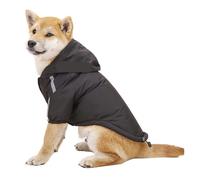 Manteau imperméable pour chien et chat - Automne et hiver - Veste chaude en coton - Motif visage de chien - Vêtements réfléchissants pour chiens et chats - Noir - Taille L
