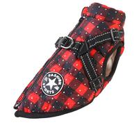 Manteau imperméable pour chien - Veste d'hiver pour chien de petite et moyenne taille avec harnais - Manteaux réfléchissants pour chien - Gilet doublé sans manches - Carreaux - Taille 2XL