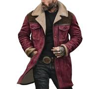 Manteau Jakcet en polaire pour homme - Style vintage - En daim - Rembourré - Col cranté - Doublure en polaire - Manteau matelassé multi-poches - Blouson cargo Jakcet Sherpa d'extérieur