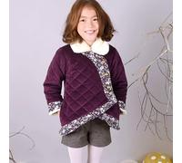 Manteau Kimono Court Velours Capucine Bordeaux Prune 4/5A