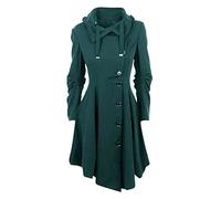 Manteau Laine Femme Hiver Chaud Manteau Hiver Long, Trench Coat Grande Taille Mode Revers Mince Couleur Unie Cravate À Manches Longues Bouton Col en V Tweed Veste