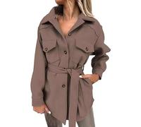 Manteau Laine Femme Manteau Grande Taille, Trench Coat Mi-Longs MéLange De Laine éLéGant Blazers à Double Boutonnage Slim CoréEn pour Garder Au Chaud Cardigan