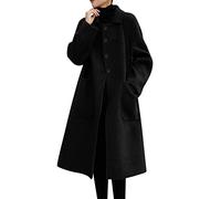 Manteau Laine Femme Manteau Vintage, Trench Coat Grande Taille Chaud à Double Boutonnage avec Ceinture à Col Revers Et Manches Longues Cardigan avec Fermeture Fin