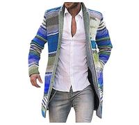 Manteau Laine Homme Trench Coat Long, Cardigan Homme Manches Longues Veste Ouvert Tricot Manteau Imprimé Coupe-Vent Classique Parka avec Poches LatéRales Mode Et DéContractéE