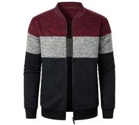 Manteau long décontracté à la mode automne et hiver pour hommes avec cardigan tricoté pull rembourré Pull Cardigan d'hiver, 1 pastèque rouge, Medium