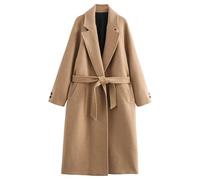 Manteau long d'hiver 2025 pour femme avec col châle et ceinture, kaki, M