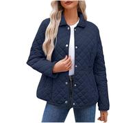 Manteau long d'hiver doublé en polaire pour femme - Parka chaude et épaisse - Veste matelassée décontractée et coupe-vent, Bleu marine 1., S