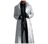 Manteau Long en Cuir pour Homme Vestes Longues - Manteau MéDiéVal à Double Boutonnage Gothique Halloween VêTements De Guerre Cardigan Uni Bouton Cuir Long Costume De Cosplay