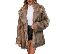 Manteau Long Fausse Fourrure Femme Hiver Veste en Fausses Fourrure pour Femmes Mi-Longue en Fausse Chaude Vestes Blouson d'hiver Manteaux et Blousons Femme Chaude en Peluche Outerwear Grande Taille