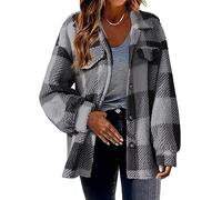 Manteau Long Femme Chic Bouclette Plaid Vetement Plaid Sweat d'hiver Longue Sherpa Manteau Veste Chaud Veste Jogging Femme Vintage Moumoute D'intérieur Pull Polaire 5XL