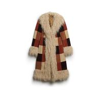 Superdry Patchwork Long Afghan Coat Marron XS Femme