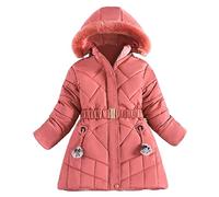 Manteau Long Fille Hiver Chaud a Capuche Chic Manches Longues Veste Polaire Enfant Fille Mode Bouffant Vetement Bebe Fille pas Cher Elegant Confortable Casual Sport (Watermelon Red, 9-10 Years)