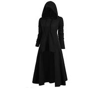 Manteau long gothique style Assassin à capuche pour femme Taille S-5XL, a-noir, XL