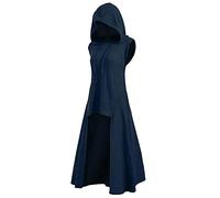 Manteau long gothique style Assassin à capuche pour femme Taille S-5XL, b-bleu marine, 4XL