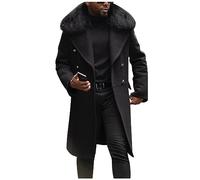 Manteau Long Homm Slim Manteaux Business Hiver Trench Coat Chic Veste Longue Parka Col Mouton Polaire Cardigan Coupe Vent