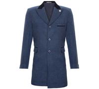 Manteau Long Marine 3/4 Pour Homme En Tweed Herringbone Peaky Blinder