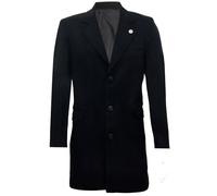 Manteau Long Noir En Laine 3/4 Pour Homme Peaky Blinders Coupe Ajustée